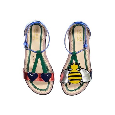 Gucci Metallic sandals with cherry and bee details for Girls